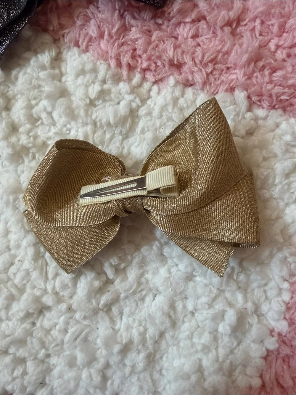 Set of 3 Decorative Hair Bows - Silver & Black, Glitter Black, Gold